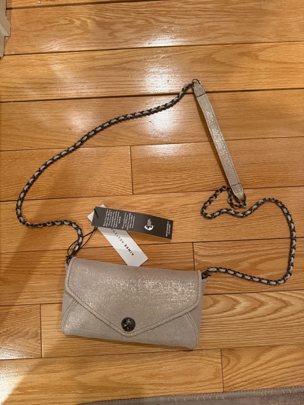 Aimee Kestenberg Silver Glitter Envelope Crossbody
